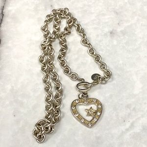 Designer 925 Sterling Silver Heart Star Diamond Rhinestone CZ Necklace Pendant